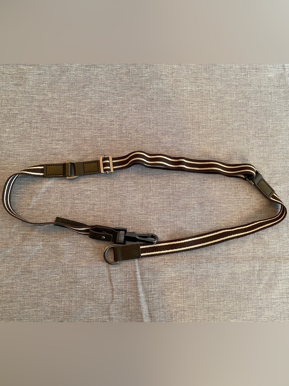 MaxMara | Brown and Cream Striped Leather Slim Belt